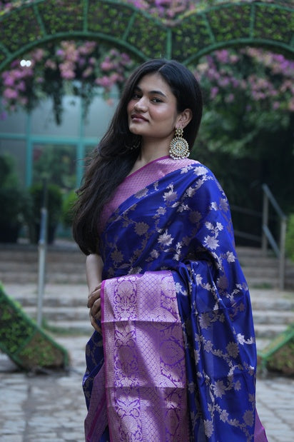 Malai pattu Blue Saari | blue Saari